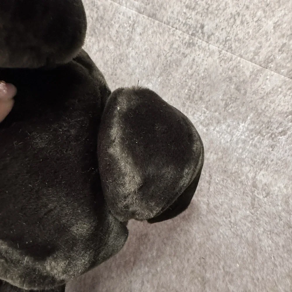 Vintage Teddy Bear Black Tan Jointed Articulated Arms Legs Felt Heart